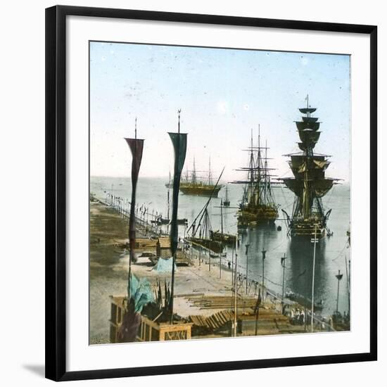 Inauguration of the Suez Canal (Egypt), Entrance of the Port at Port Said-Leon, Levy et Fils-Framed Photographic Print