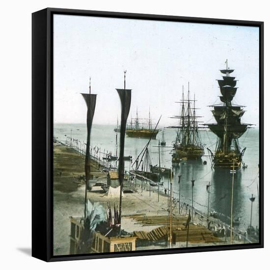 Inauguration of the Suez Canal (Egypt), Entrance of the Port at Port Said-Leon, Levy et Fils-Framed Stretched Canvas