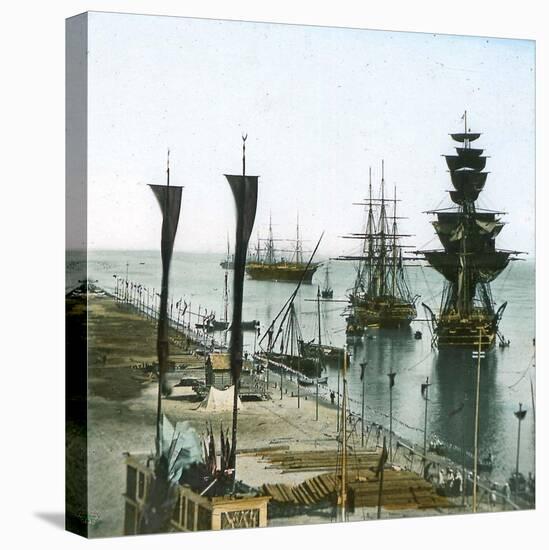 Inauguration of the Suez Canal (Egypt), Entrance of the Port at Port Said-Leon, Levy et Fils-Stretched Canvas