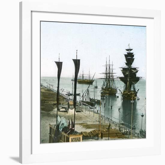 Inauguration of the Suez Canal (Egypt), Entrance of the Port at Port Said-Leon, Levy et Fils-Framed Photographic Print