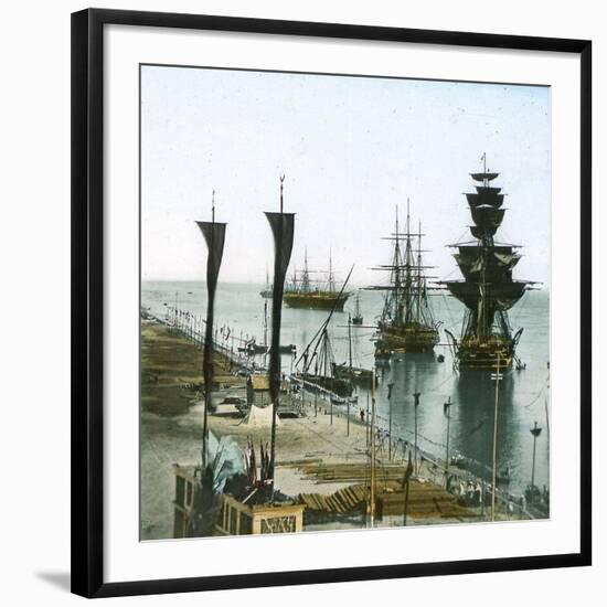 Inauguration of the Suez Canal (Egypt), Entrance of the Port at Port Said-Leon, Levy et Fils-Framed Photographic Print