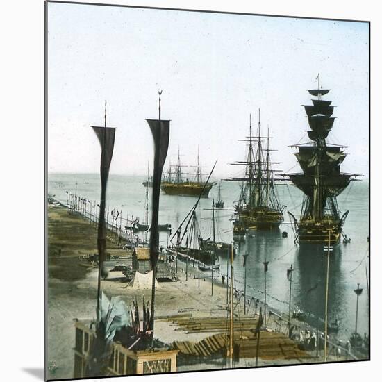 Inauguration of the Suez Canal (Egypt), Entrance of the Port at Port Said-Leon, Levy et Fils-Mounted Photographic Print