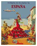 España (Spain)- Iberia Air Lines of Spain - Flamenco Dancers-Pacifica Island Art, Inc^-Framed Giclee Print