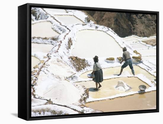 Inca Salt Pans Below Salt Spring, Salineras De Maras, Sacred Valley, Cuzco Region (Urabamba), Peru-Tony Waltham-Framed Stretched Canvas