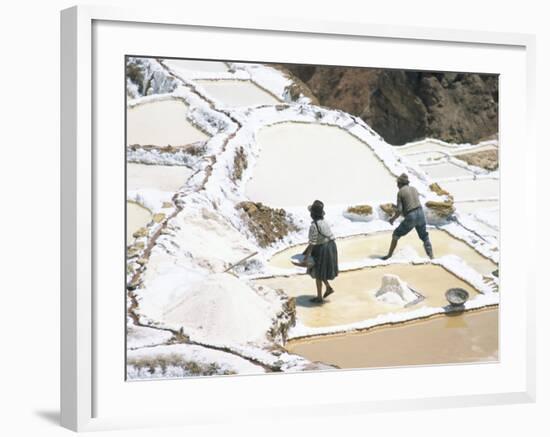 Inca Salt Pans Below Salt Spring, Salineras De Maras, Sacred Valley, Cuzco Region (Urabamba), Peru-Tony Waltham-Framed Photographic Print