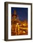 Inca statue, fountain, and Iglesia de la Compania at night, Plaza de Armas, Cusco, Peru-David Wall-Framed Photographic Print