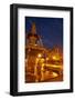 Inca statue, fountain, and Iglesia de la Compania at night, Plaza de Armas, Cusco, Peru-David Wall-Framed Photographic Print