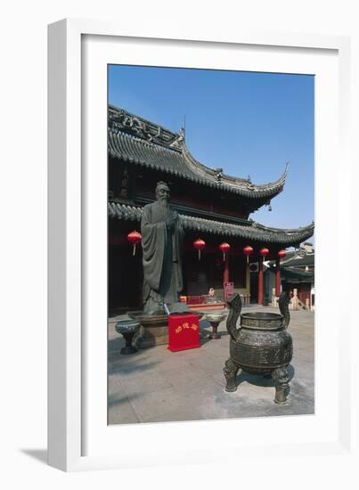 Incense Burner and Statue of Confucius-null-Framed Giclee Print