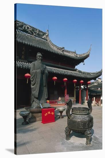 Incense Burner and Statue of Confucius-null-Stretched Canvas