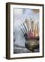 Incense Burning at Shwedagon Paya (Shwedagon Pagoda), Yangon (Rangoon), Myanmar (Burma), Asia-Lee Frost-Framed Photographic Print