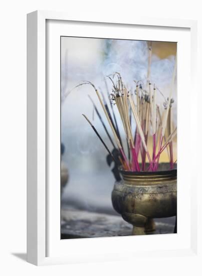 Incense Burning at Shwedagon Paya (Shwedagon Pagoda), Yangon (Rangoon), Myanmar (Burma), Asia-Lee Frost-Framed Photographic Print