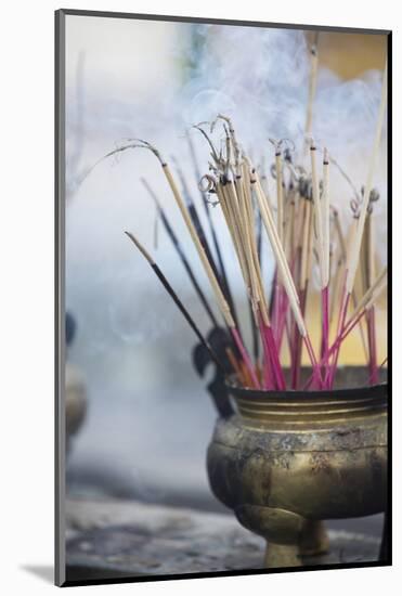 Incense Burning at Shwedagon Paya (Shwedagon Pagoda), Yangon (Rangoon), Myanmar (Burma), Asia-Lee Frost-Mounted Photographic Print