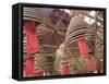 Incense Coils Hang from the Roof of the Man Mo Temple, Built in 1847, Sheung Wan, Hong Kong, China,-Amanda Hall-Framed Stretched Canvas