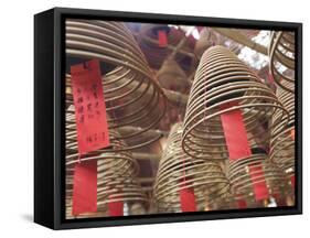 Incense Coils Hang from the Roof of the Man Mo Temple, Built in 1847, Sheung Wan, Hong Kong, China,-Amanda Hall-Framed Stretched Canvas