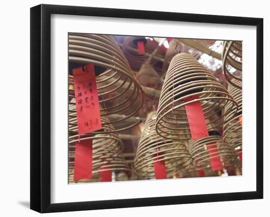 Incense Coils Hang from the Roof of the Man Mo Temple, Built in 1847, Sheung Wan, Hong Kong, China,-Amanda Hall-Framed Photographic Print