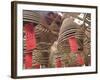 Incense Coils Hang from the Roof of the Man Mo Temple, Built in 1847, Sheung Wan, Hong Kong, China,-Amanda Hall-Framed Photographic Print