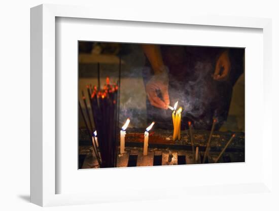 Incense Sticks and Candles in Shwedagon Paya-Jon Hicks-Framed Photographic Print