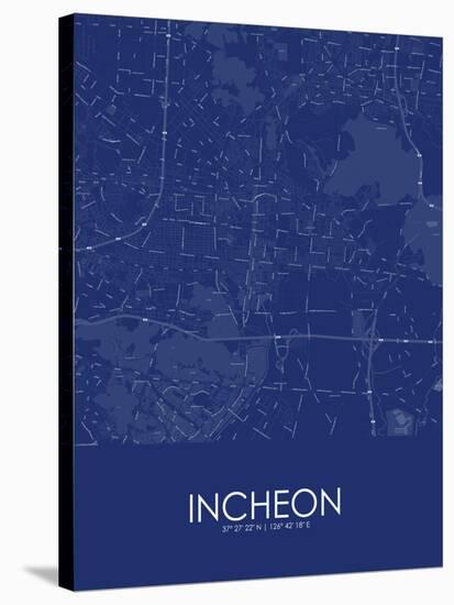 Incheon, Korea, Republic of Blue Map-null-Stretched Canvas