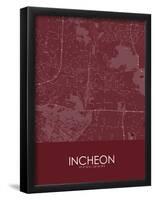 Incheon, Korea, Republic of Red Map-null-Framed Poster
