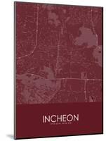 Incheon, Korea, Republic of Red Map-null-Mounted Poster