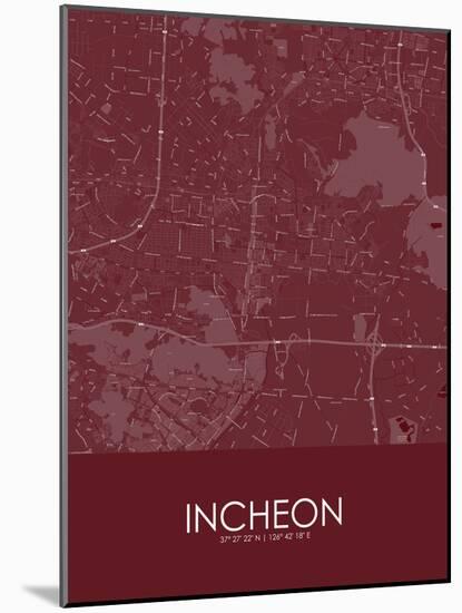 Incheon, Korea, Republic of Red Map-null-Mounted Poster