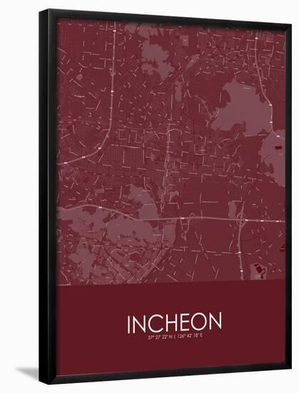 Incheon, Korea, Republic of Red Map-null-Framed Poster