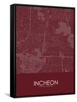 Incheon, Korea, Republic of Red Map-null-Framed Stretched Canvas