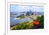 Incline Operating in Front of the Downtown Skyline of Pittsburgh, Pennsylvania, Usa.-SeanPavonePhoto-Framed Photographic Print