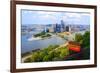 Incline Operating in Front of the Downtown Skyline of Pittsburgh, Pennsylvania, Usa.-SeanPavonePhoto-Framed Photographic Print