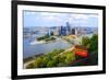 Incline Operating in Front of the Downtown Skyline of Pittsburgh, Pennsylvania, Usa.-SeanPavonePhoto-Framed Photographic Print