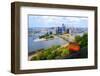 Incline Operating in Front of the Downtown Skyline of Pittsburgh, Pennsylvania, Usa.-SeanPavonePhoto-Framed Photographic Print