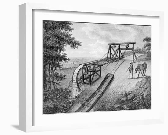 Inclined Plane Powered by Water Wheel in Used on a Canal, 1796-null-Framed Giclee Print