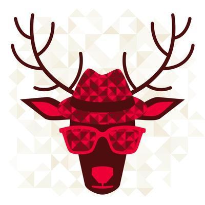 Print With Deer In Hipster Style