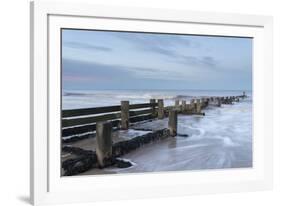 Incoming waves hitting a groyne at Walcott, Norfolk, England, United Kingdom, Europe-Jon Gibbs-Framed Photographic Print