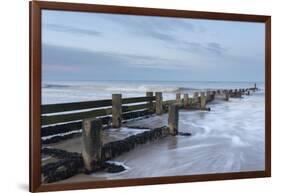 Incoming waves hitting a groyne at Walcott, Norfolk, England, United Kingdom, Europe-Jon Gibbs-Framed Photographic Print