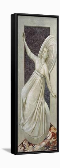 Inconstancy, Female Figure Rolling Down a Slope Precariously Balanced on a Wheel-Giotto di Bondone-Framed Stretched Canvas