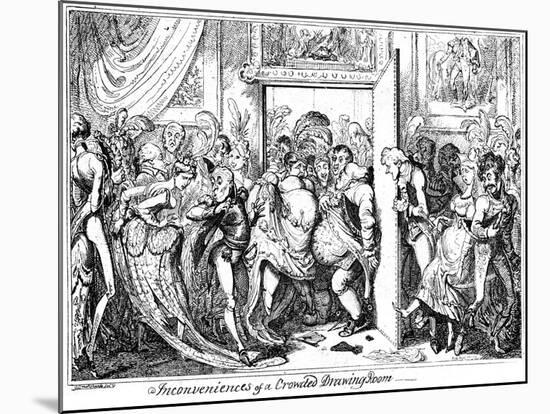 Inconvenience of a Crowded Drawing Room, 1818-George Cruikshank-Mounted Giclee Print