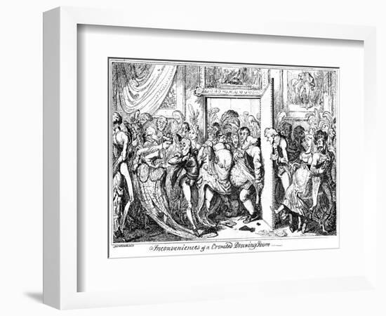 Inconvenience of a Crowded Drawing Room, 1818-George Cruikshank-Framed Giclee Print