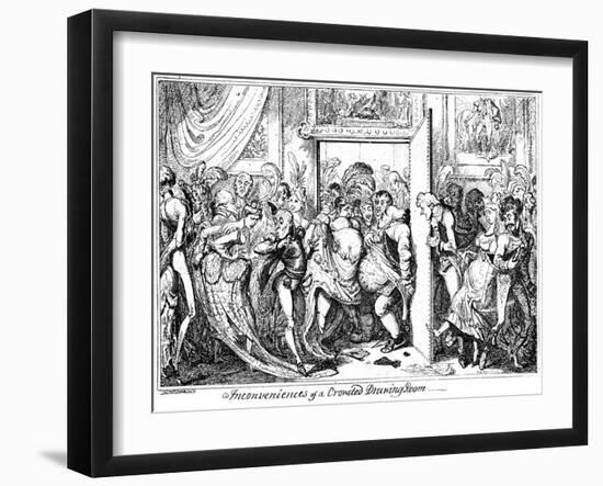 Inconvenience of a Crowded Drawing Room, 1818-George Cruikshank-Framed Giclee Print