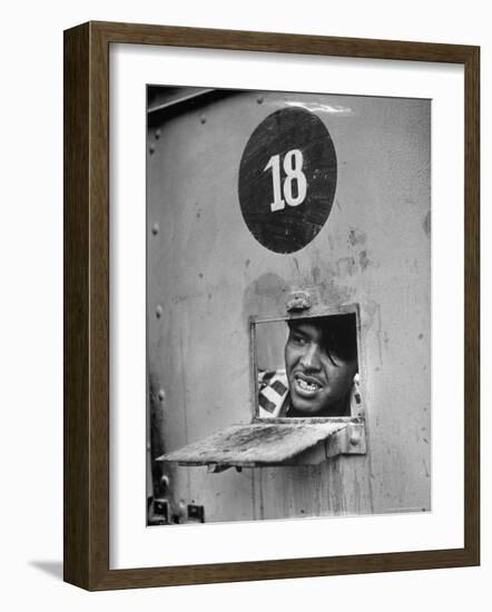 Incorrigible Killer Peering from Cell, Has Killed Two Men While in Prison-Frank Scherschel-Framed Photographic Print