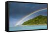 Incredble Rainbow over an Islet Off Ofu Island-Michael Runkel-Framed Stretched Canvas