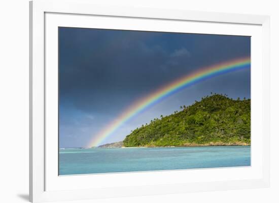 Incredble Rainbow over an Islet Off Ofu Island-Michael Runkel-Framed Photographic Print