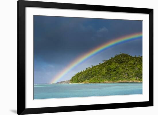 Incredble Rainbow over an Islet Off Ofu Island-Michael Runkel-Framed Photographic Print