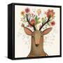 Incredible Deer with Awesome Flowers. Lovely Spring Concept Design in Vector. Sweet Deer and Flower-smilewithjul-Framed Stretched Canvas