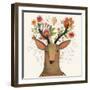 Incredible Deer with Awesome Flowers. Lovely Spring Concept Design in Vector. Sweet Deer and Flower-smilewithjul-Framed Art Print