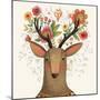 Incredible Deer with Awesome Flowers. Lovely Spring Concept Design in Vector. Sweet Deer and Flower-smilewithjul-Mounted Art Print