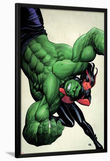 Incredible Hulks No.629 Cover: Hulk and Red She-Hulk Fighting-Frank Cho-Lamina Framed Poster