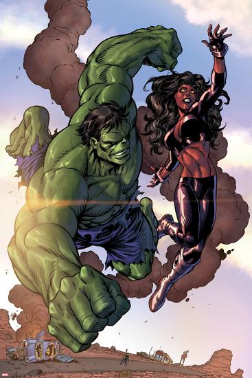 Incredible Hulks No.635: Hulk and Red She-Hulk-Tom Grummett-Lamina Framed Poster