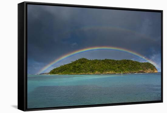 Incredible Rainbow over an Islet Off Ofu Island-Michael Runkel-Framed Stretched Canvas