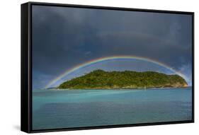 Incredible Rainbow over an Islet Off Ofu Island-Michael Runkel-Framed Stretched Canvas